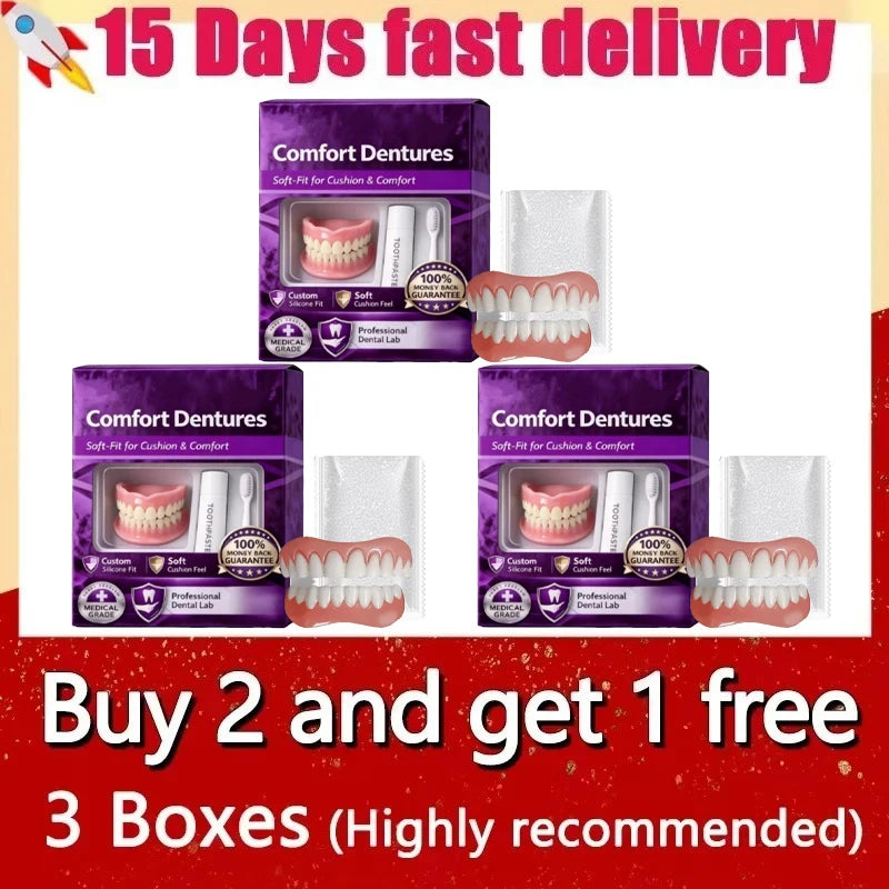 Comfort Fit Silicone Dentures Upper and Lower Set