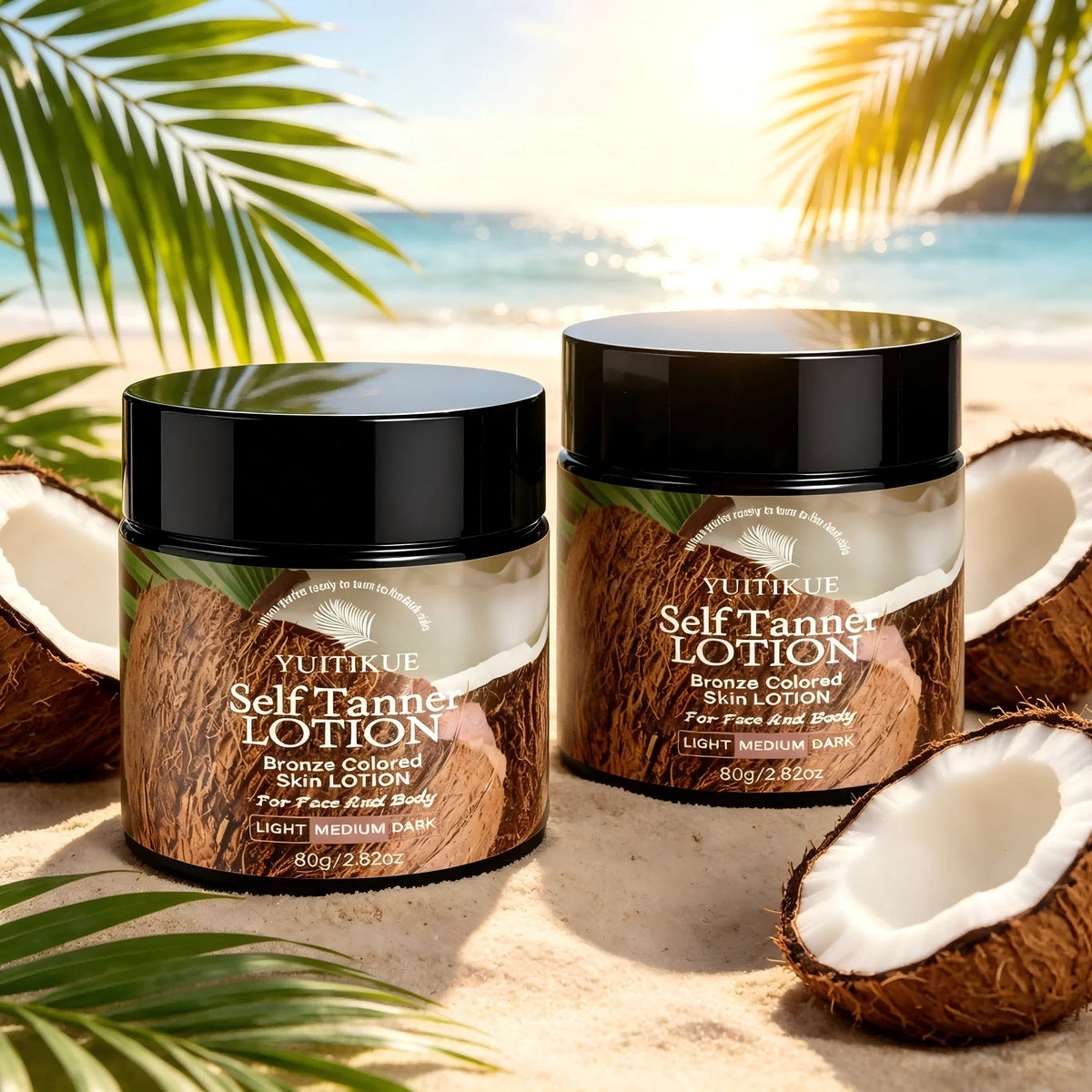 YUITIKUE Coconut Self Tanner Lotion Medium Bronze Sunless Tanning Cream