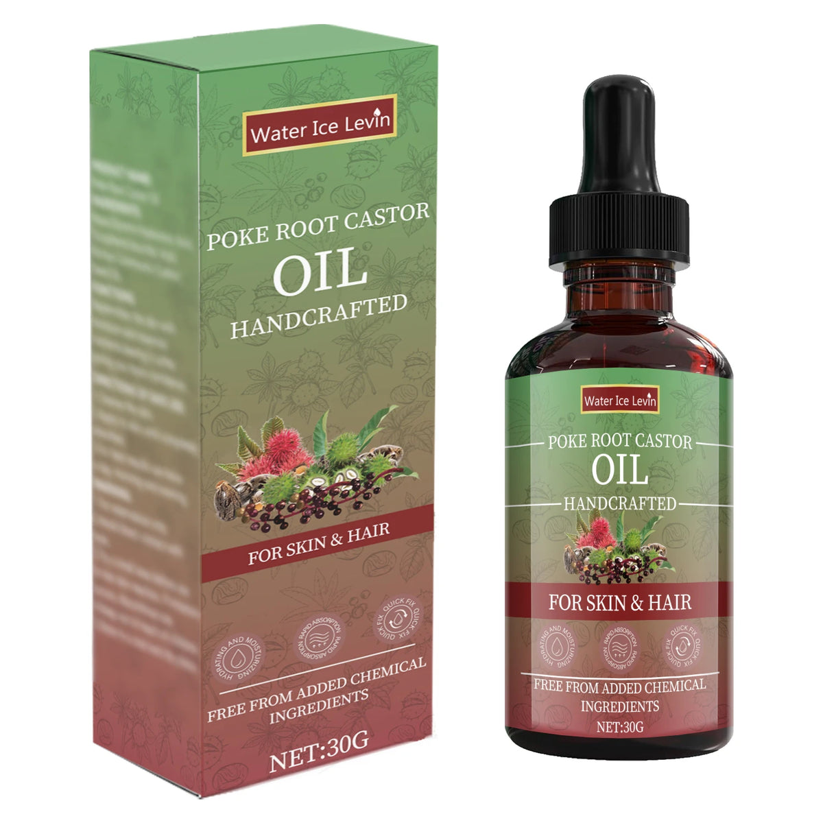 Poke Root Castor Oil Natural Moisturizing Serum for Skin and Hair
