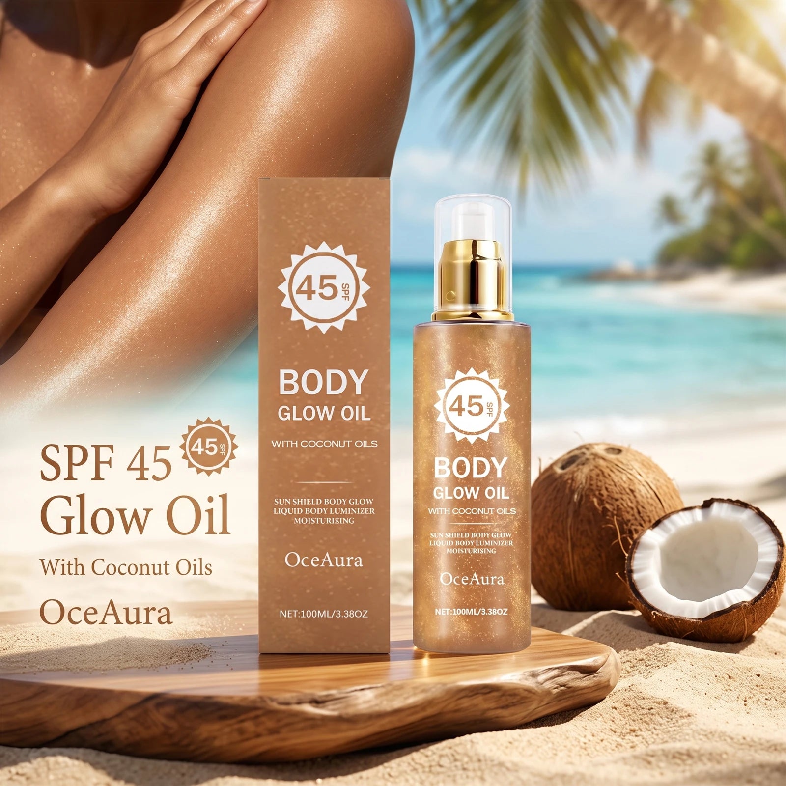 SPF 45 Coconut Glowing Body Oil Sun Protection - 1