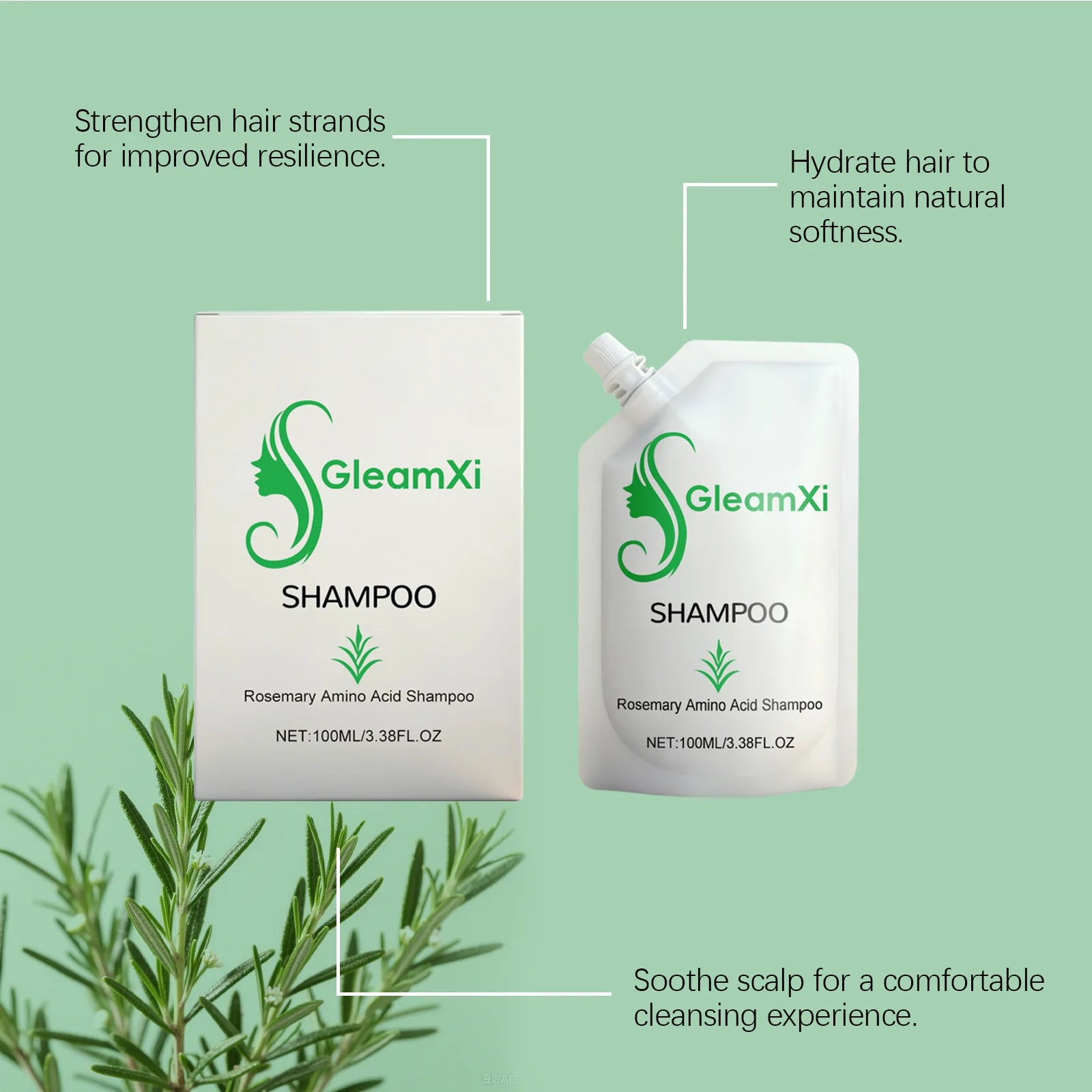 Rosemary Amino Acid Hair Shampoo 100ml Oil Control and Scalp Cleansing - 6