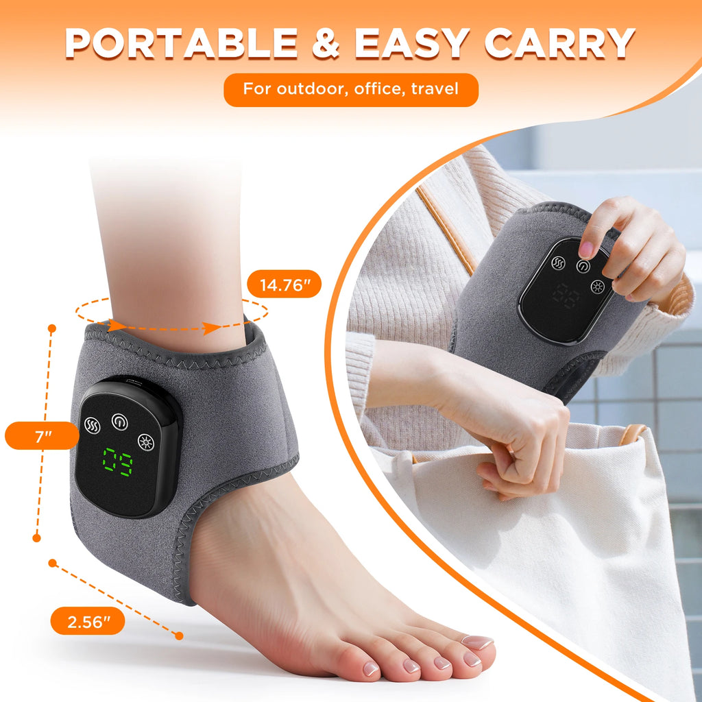 Heated Ankle Massager with Vibration Therapy for Pain Relief