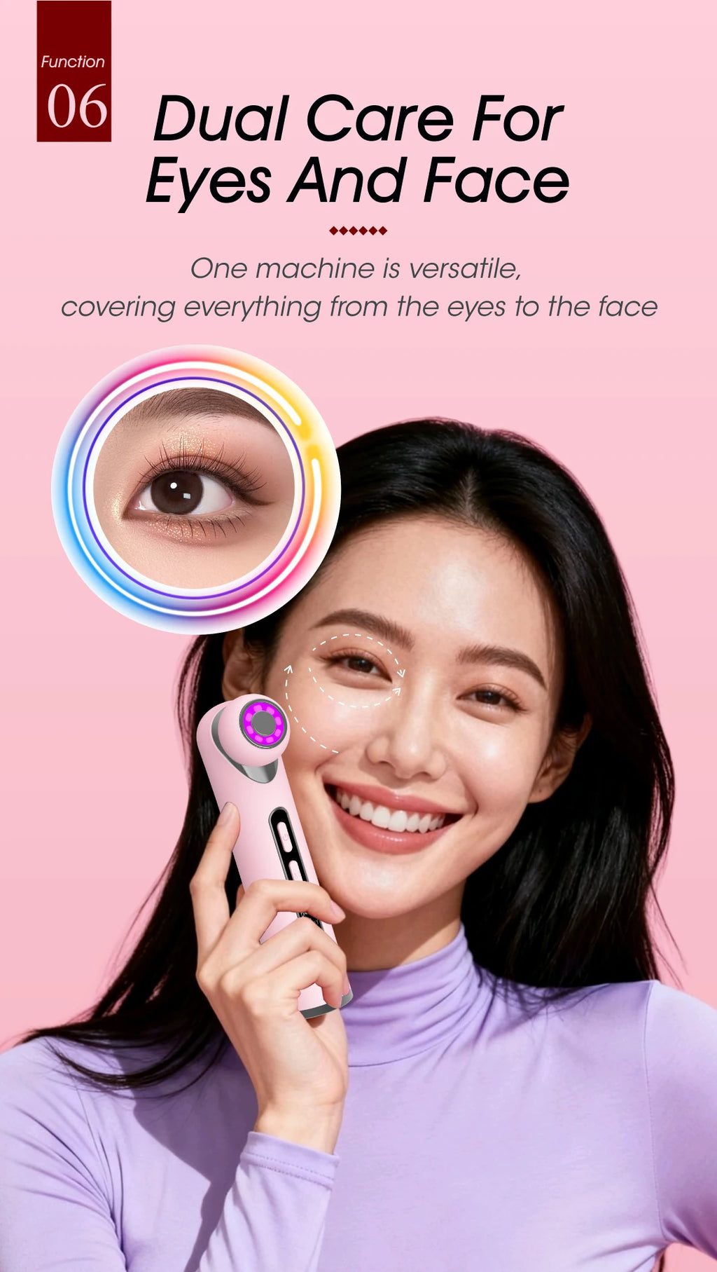 3-in-1 LED Photon Eye Facial Massager for Dark Circles and Puffiness