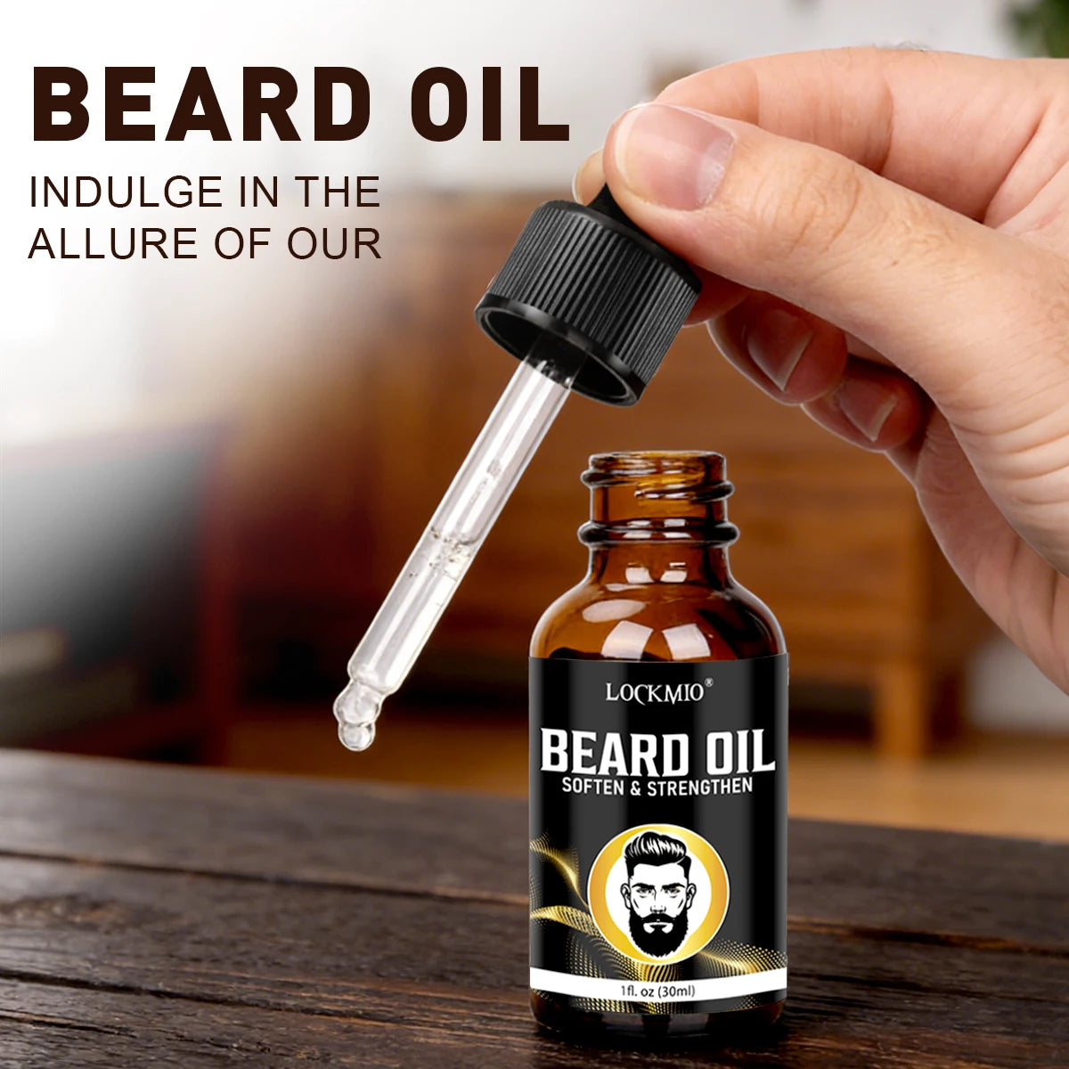 LOCKMIO Beard Growth Oil Balm and Brush Grooming Kit for Men
