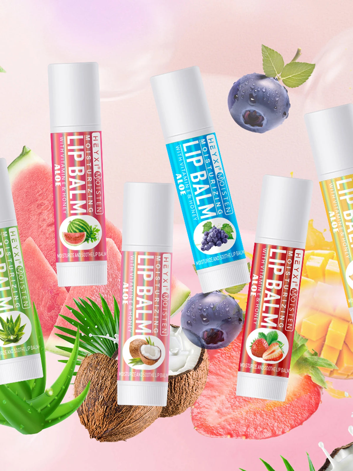 6pcs Fruit Flavor Moisturizing Lip Balm Set Assorted Berry Lip Care