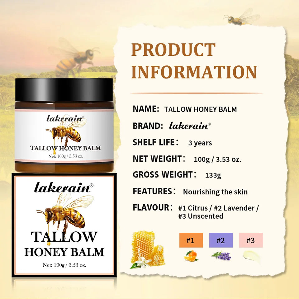 Whipped Beef Tallow and Honey Moisturizing Face and Body Balm - 15