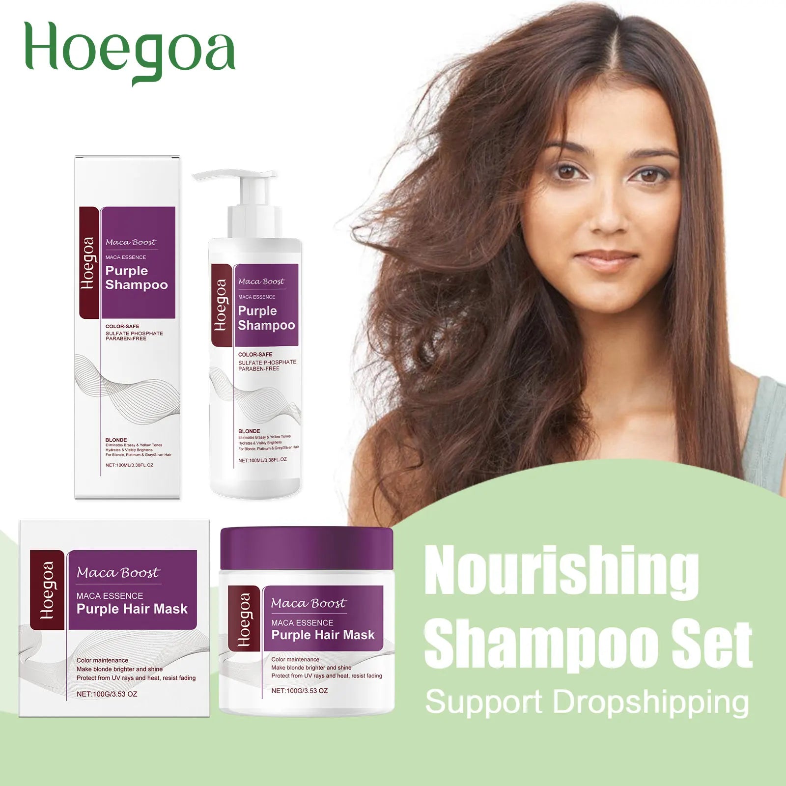 Purple Hair Mask and Shampoo Set for Color Protection - 1