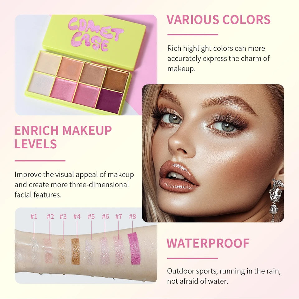 8-Color Cream Highlighter and Contouring Palette