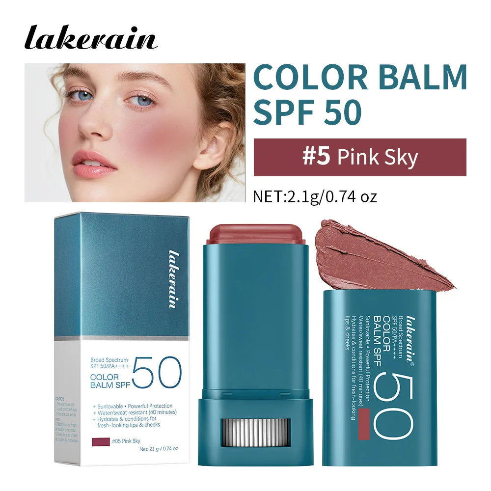 SPF 50 Tinted Sunscreen Blush Stick for Cheeks and Lips