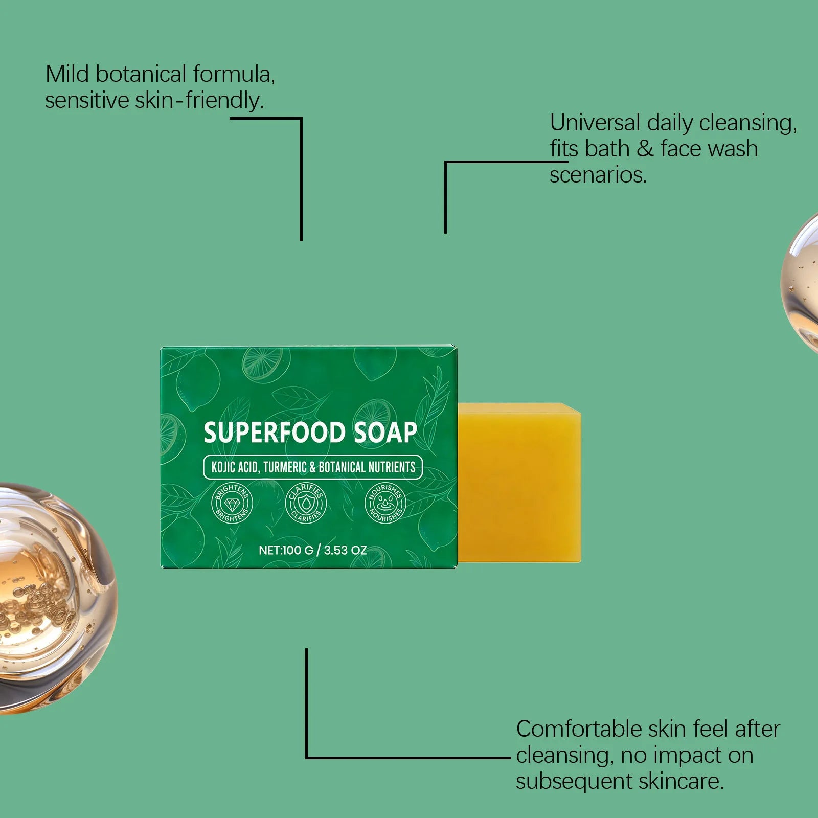 Kojic Acid and Turmeric Botanical Soap Bar for Skin Brightening - 5