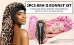 2 Pack Silk Sleep Bonnet Adjustable Hair Protection Cap for Frizz Control