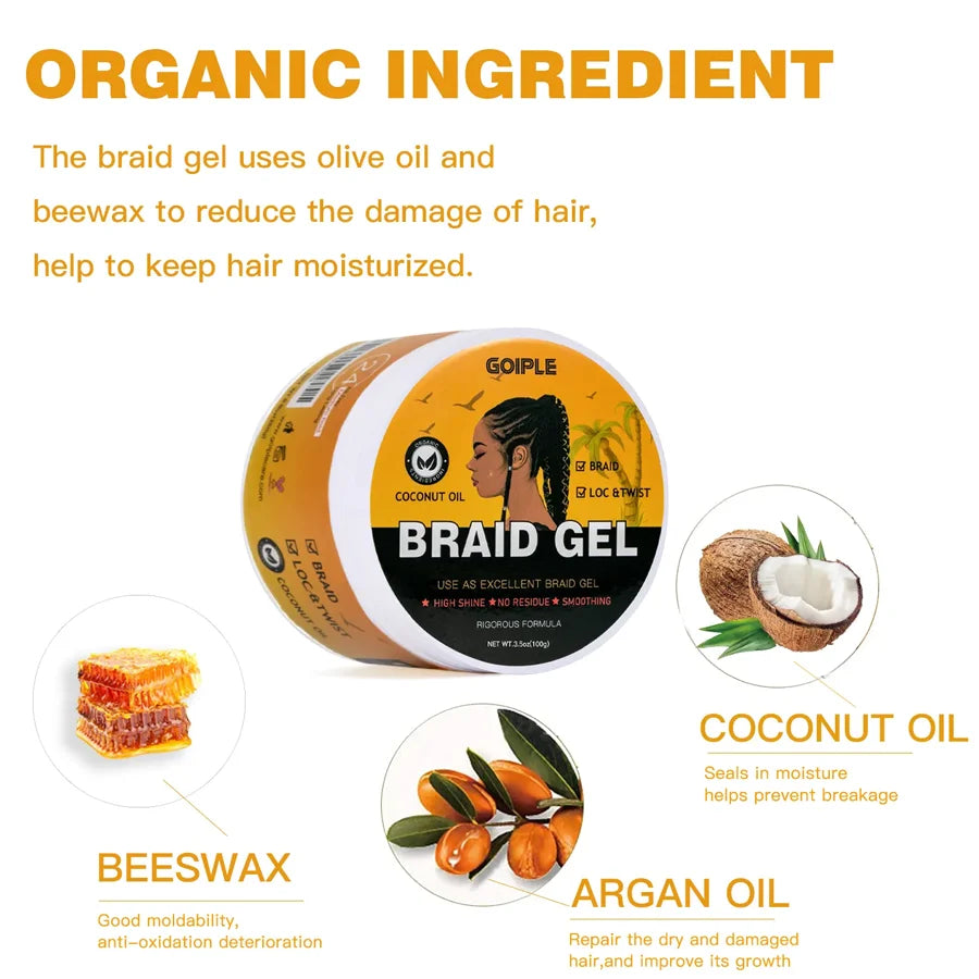 Strong Hold Braid Gel Hair Styling Wax Kit for Twists Locs and Edges