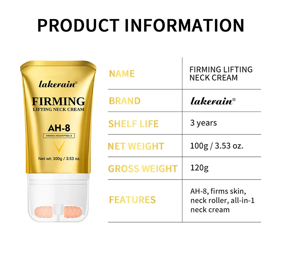 Firming Neck Cream with Massage Roller for Crepey Skin