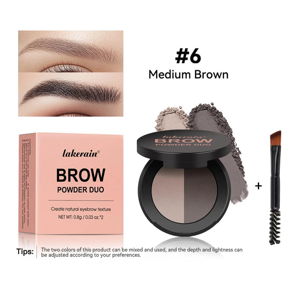 Dual-Tone Eyebrow Powder Palette with Brush