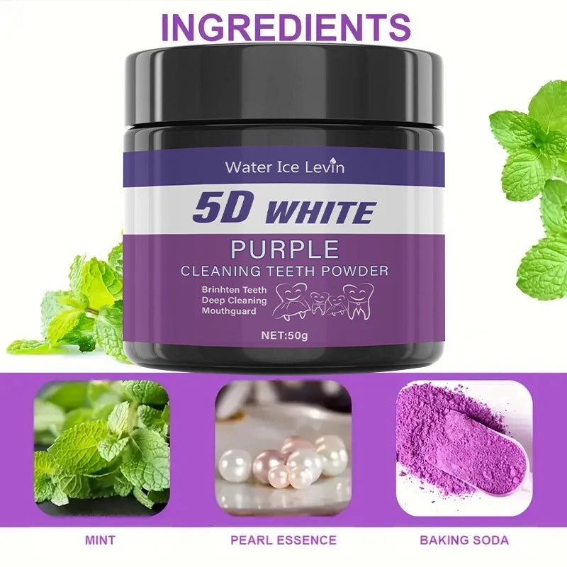 Purple Teeth Whitening Powder Deep Cleaning Tooth Polish 50g - 2