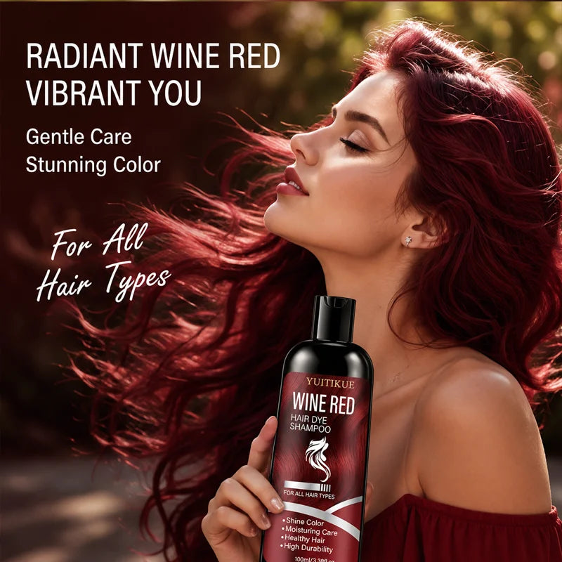 100ml Wine Red Hair Dye Shampoo Moisturizing Color Lock