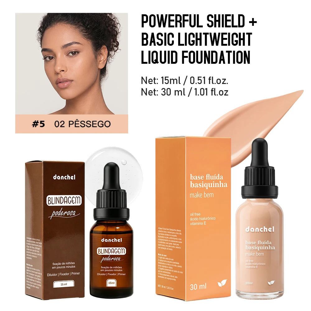 Liquid Foundation and Primer Makeup Set for Long-Lasting Coverage