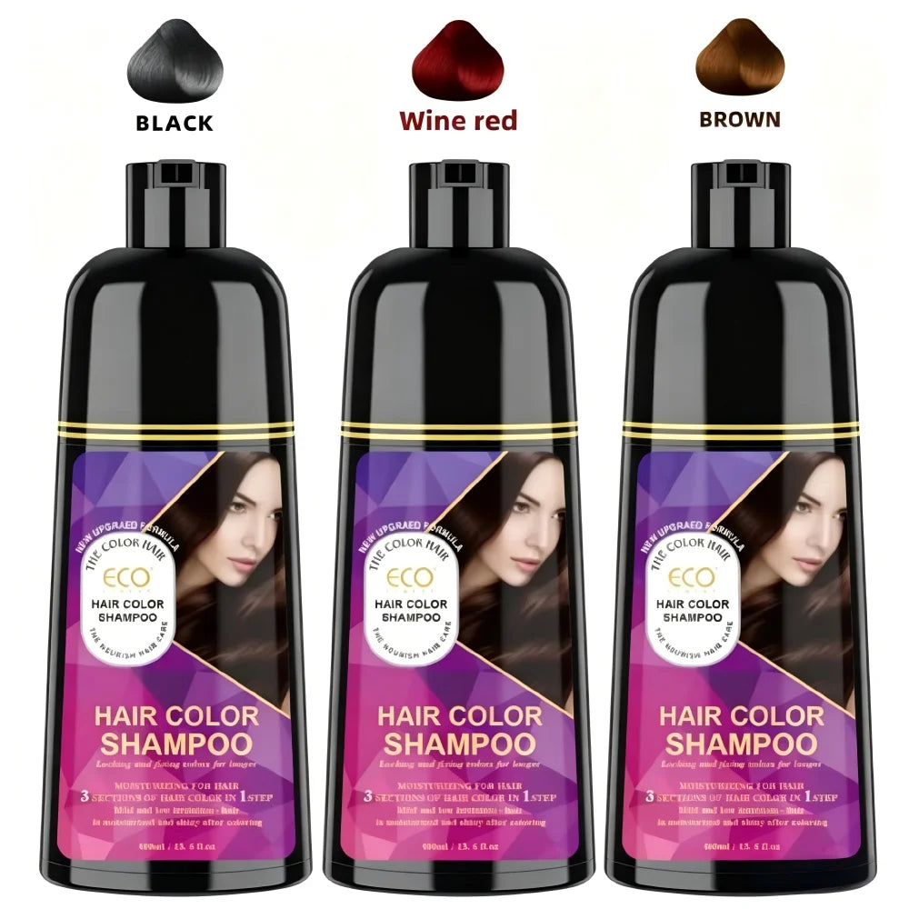 400ml 3 in 1 Hair Color Dye Shampoo for Gray Coverage