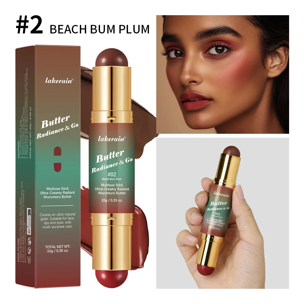 Dual-Ended Cream Bronzer and Blush Stick for Face and Lips