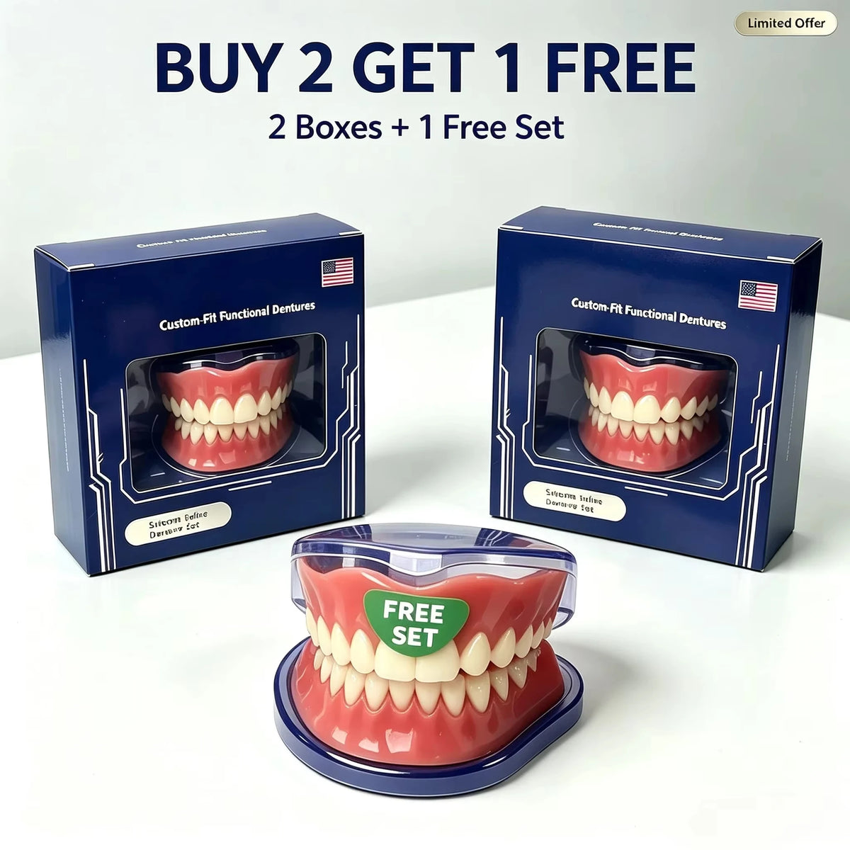 Instant Smile Cosmetic Dentures for Full Mouth