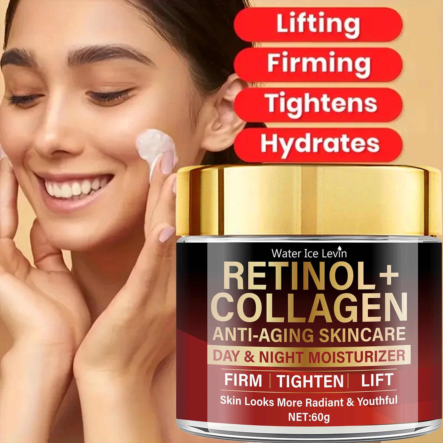 Water Ice Levin Retinol Collagen Anti Aging Face Cream Day Night - 3