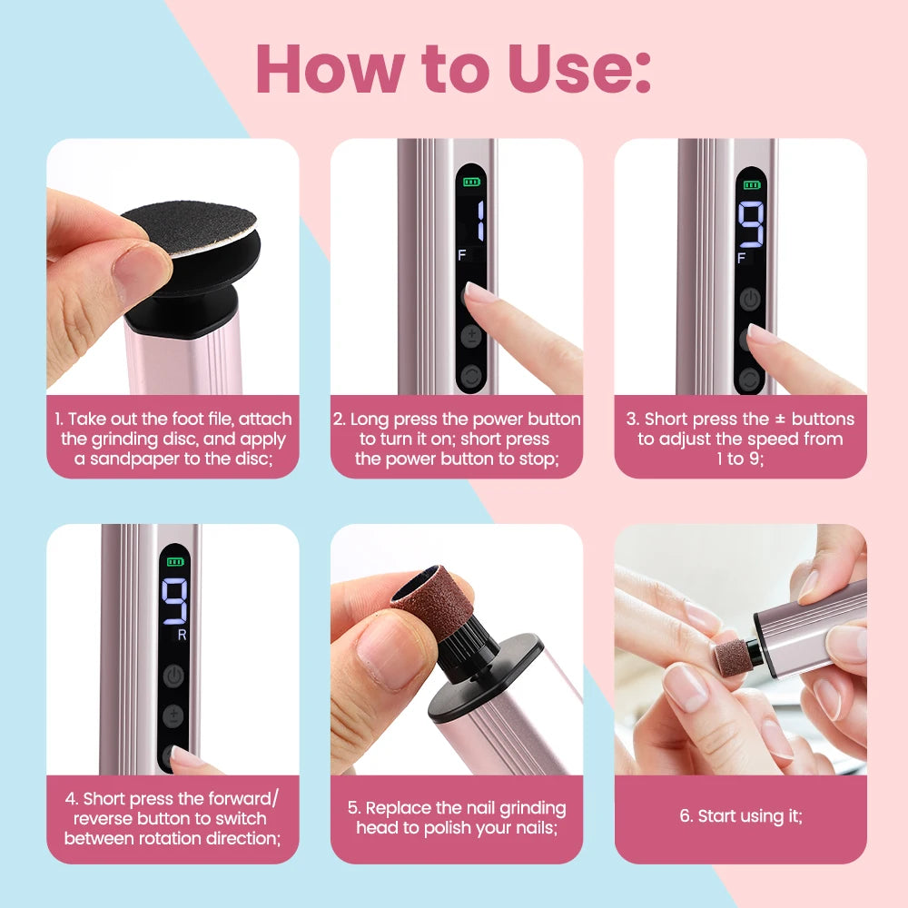 Electric Foot Callus Remover with 9 Speed Settings