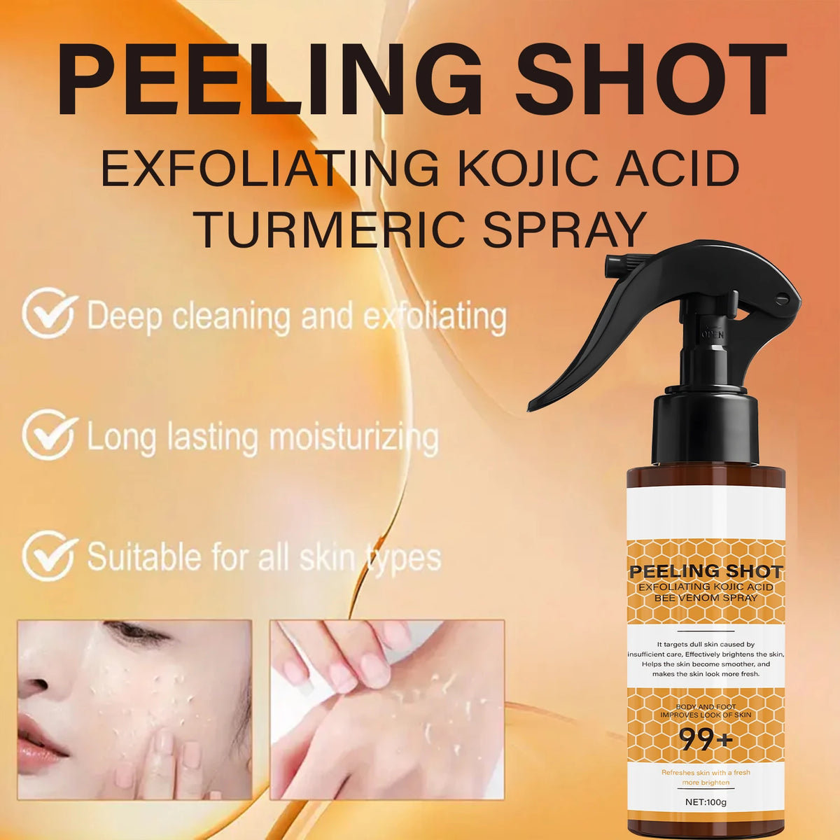 Retinol Bee Venom Peeling Spray Exfoliating Face and Body Treatment