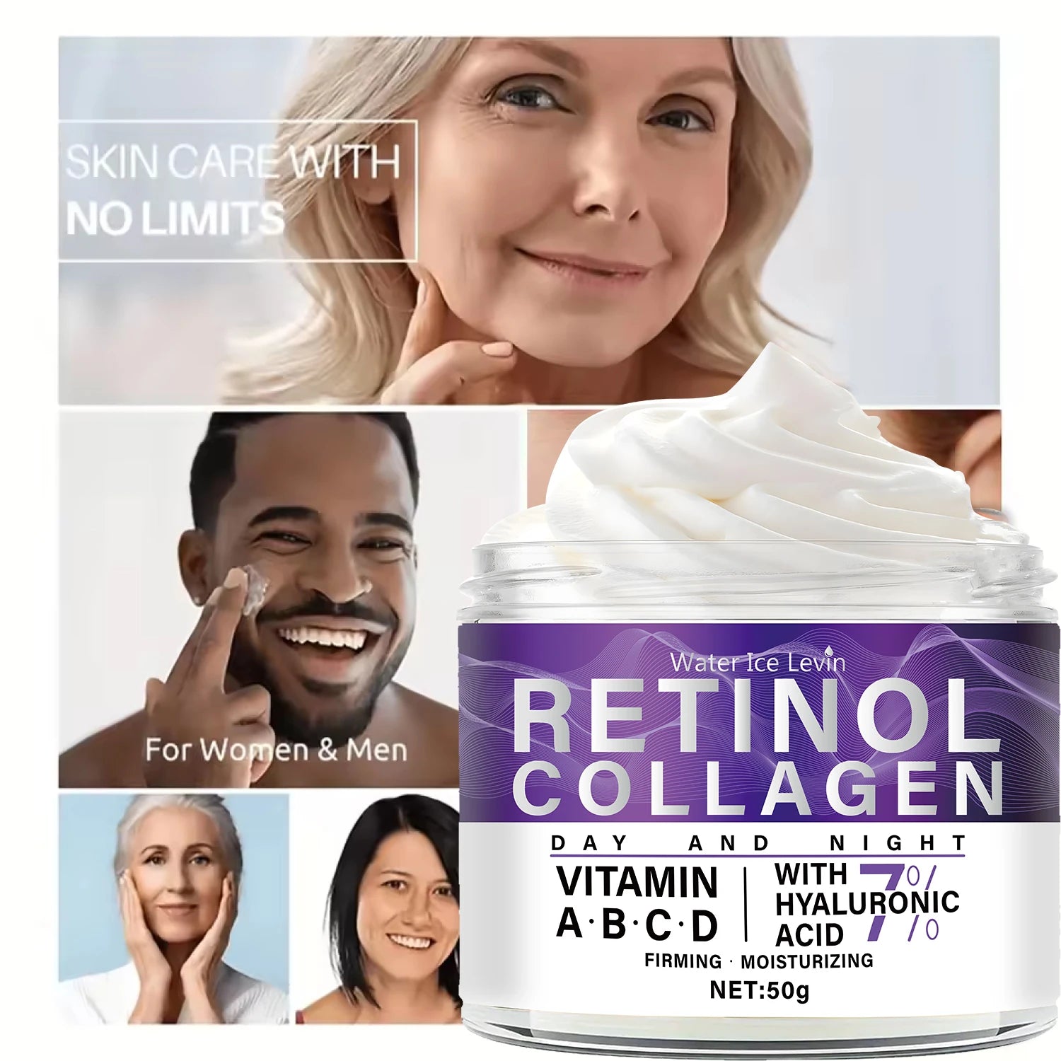 Water Ice Levin Retinol Collagen Face Cream Anti Aging Moisturizer - 7
