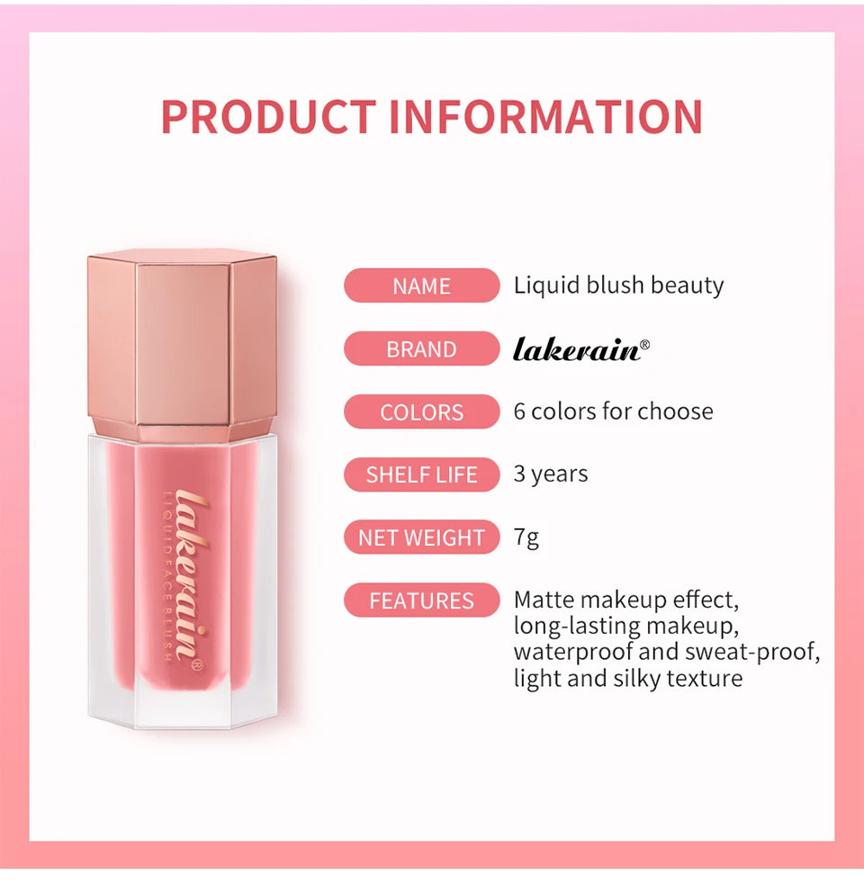 Waterproof Matte Liquid Blush with Built-in Applicator