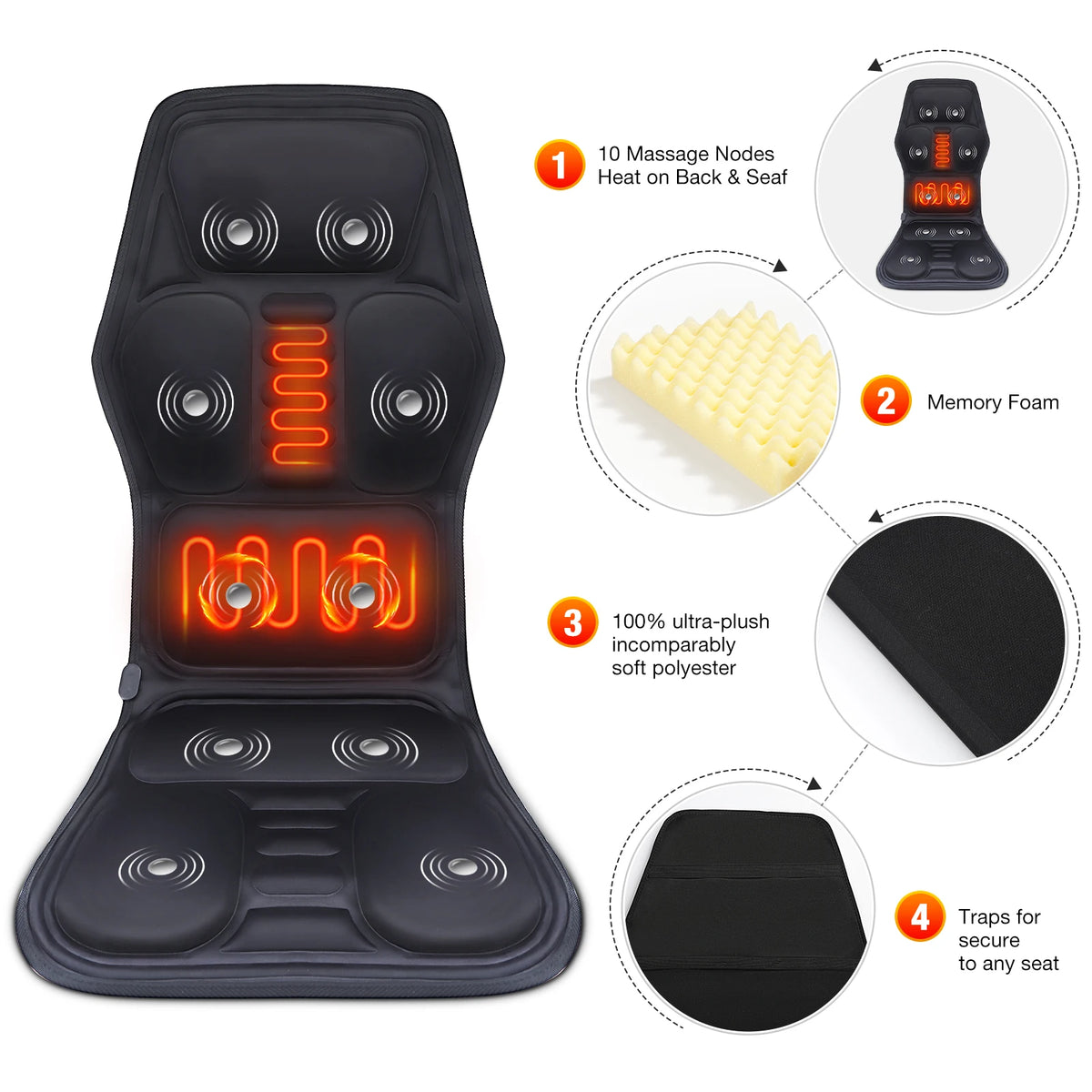 Full Body Vibrating Massage Chair Cushion with Heat