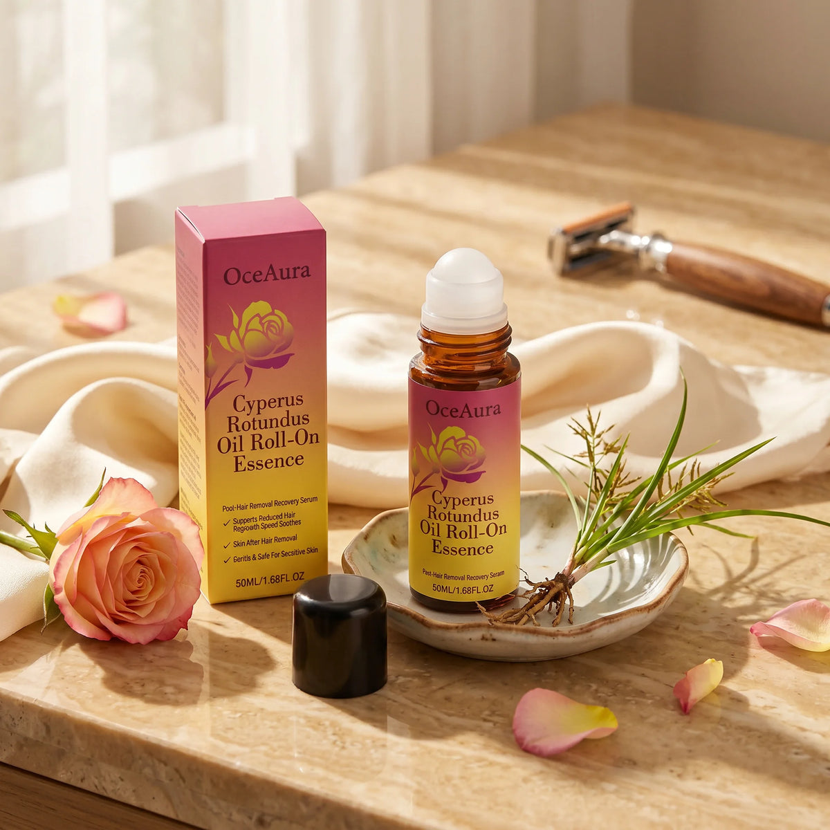 Cyperus Rotundus Roll-On Essence for Post-Hair Removal Skin Soothing