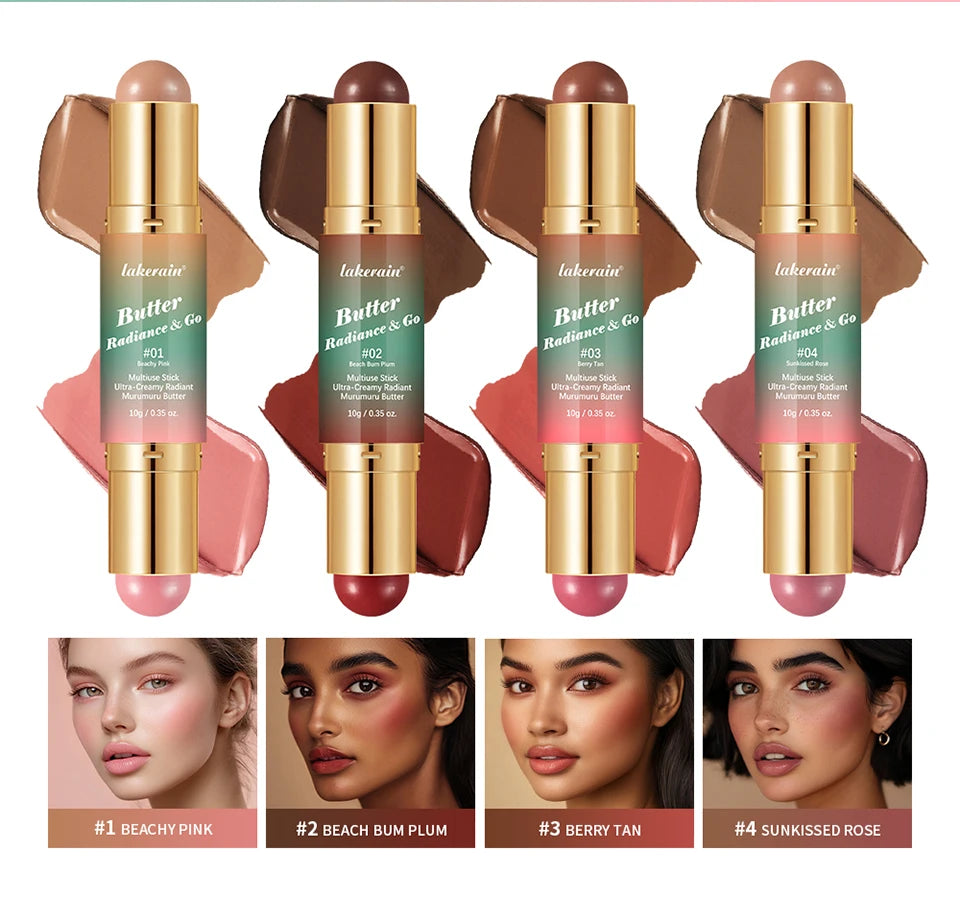 Dual-Ended Cream Bronzer and Blush Stick for Face and Lips