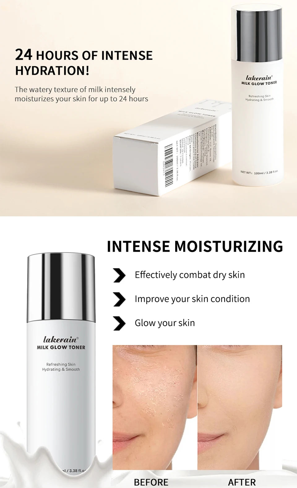 Brightening Milk Glow Toner for Hydrated Skin