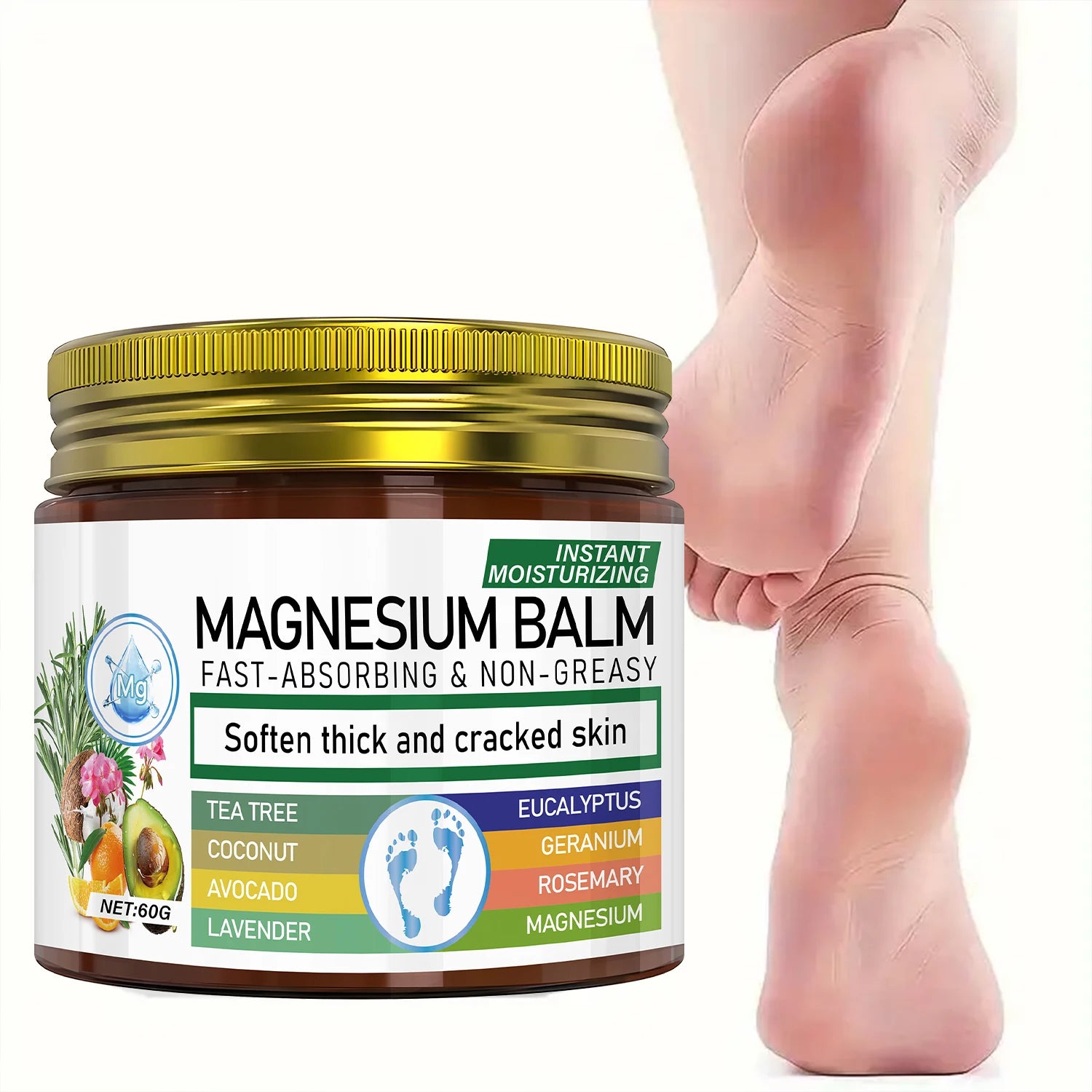 Magnesium Body Balm Fast Absorbing Cream for Dry Cracked Skin - 3