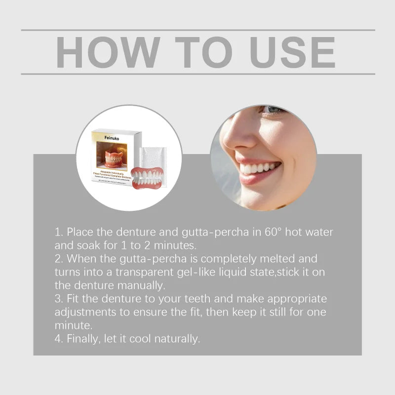 Comfort Fit Denture and Teeth Veneer Set for Immediate Smile Enhancement