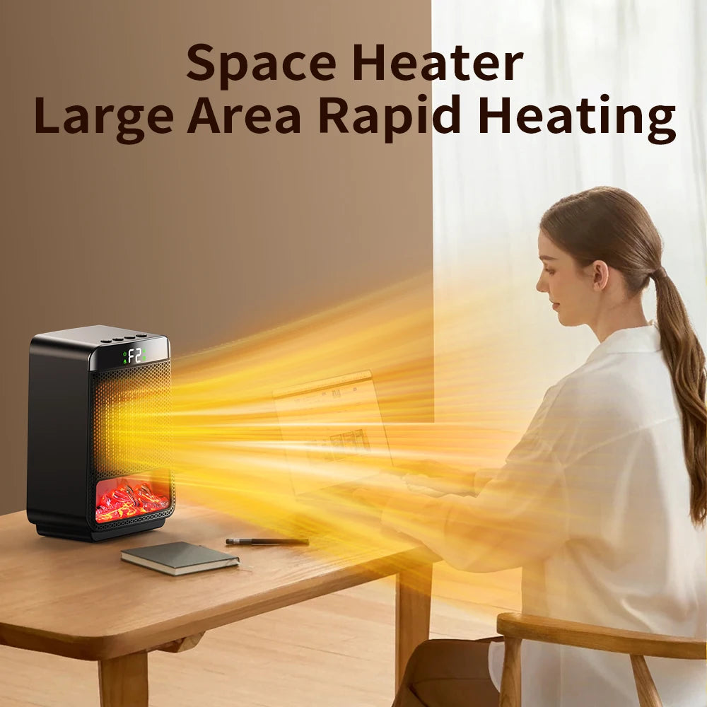 Portable Electric Space Heater with Flame Effect