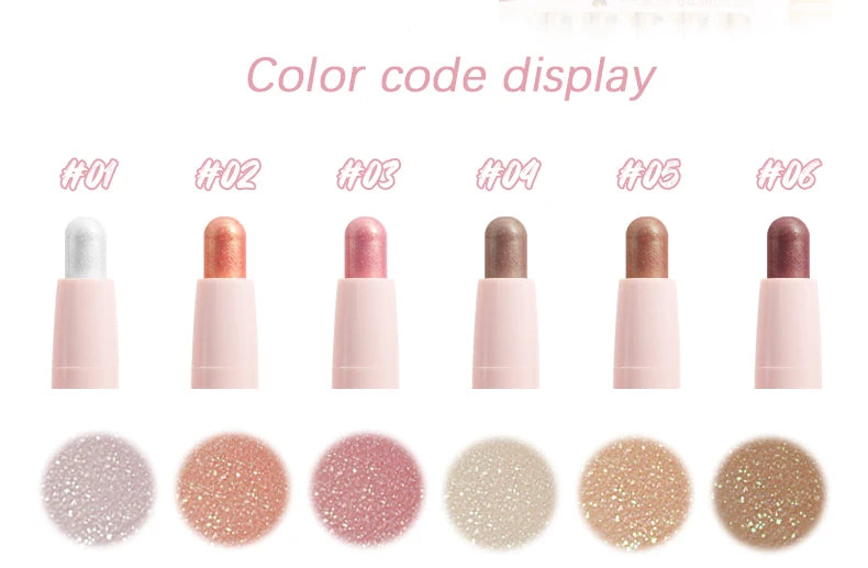 Peiyen 6 Piece Pearlescent Eyeshadow Stick Set Waterproof Shimmer Makeup