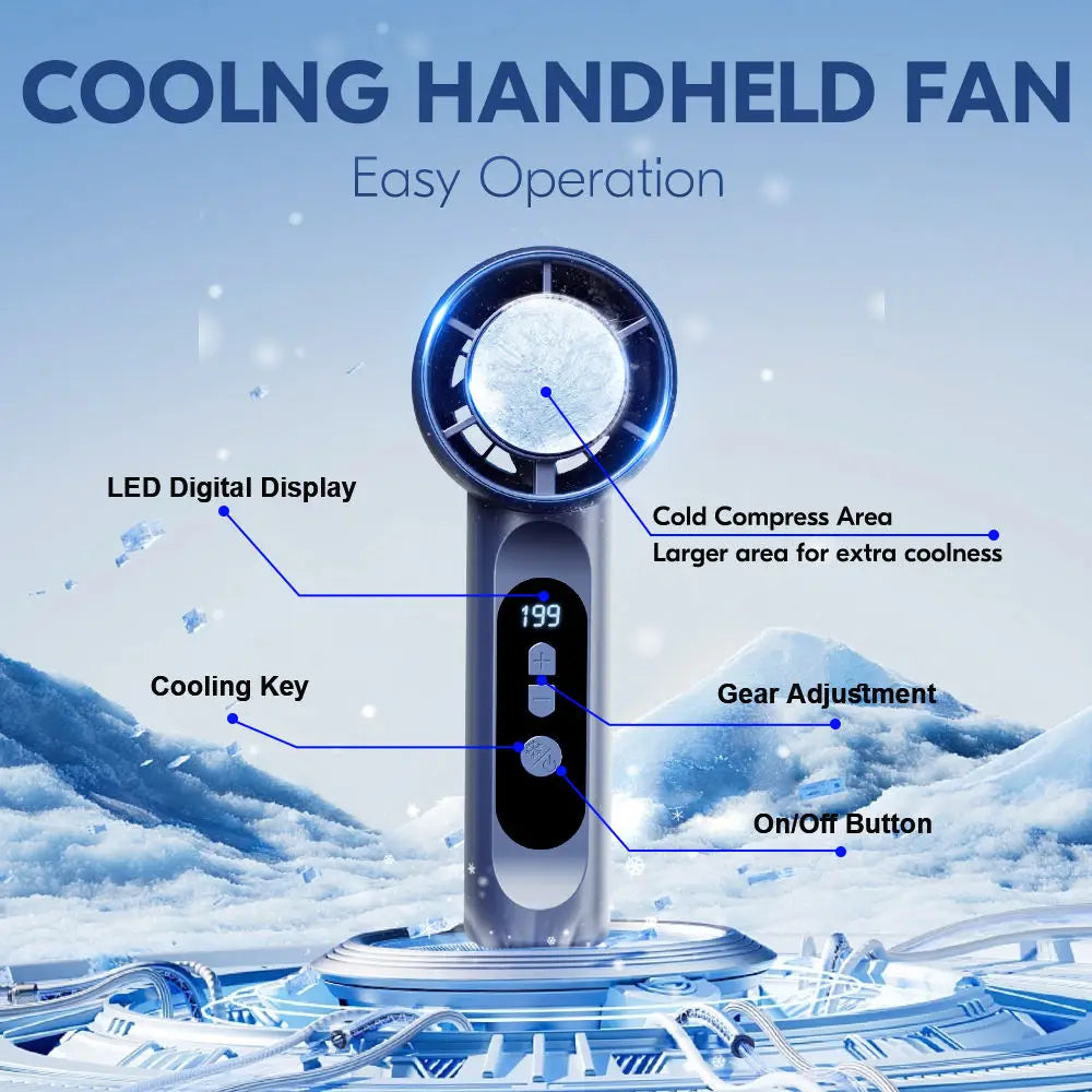 Rechargeable Ice Cooling Handheld Fan for Travel