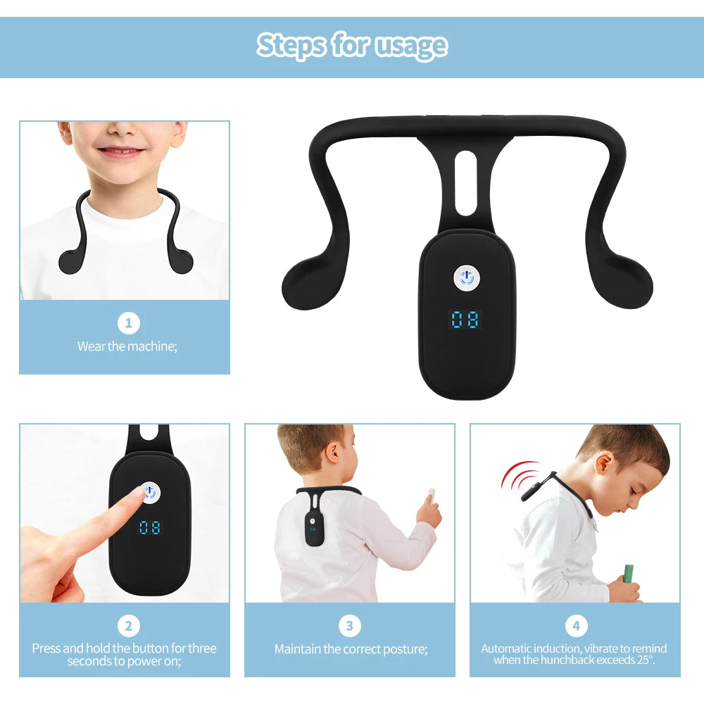Smart Posture Corrector with LCD Vibration Reminder