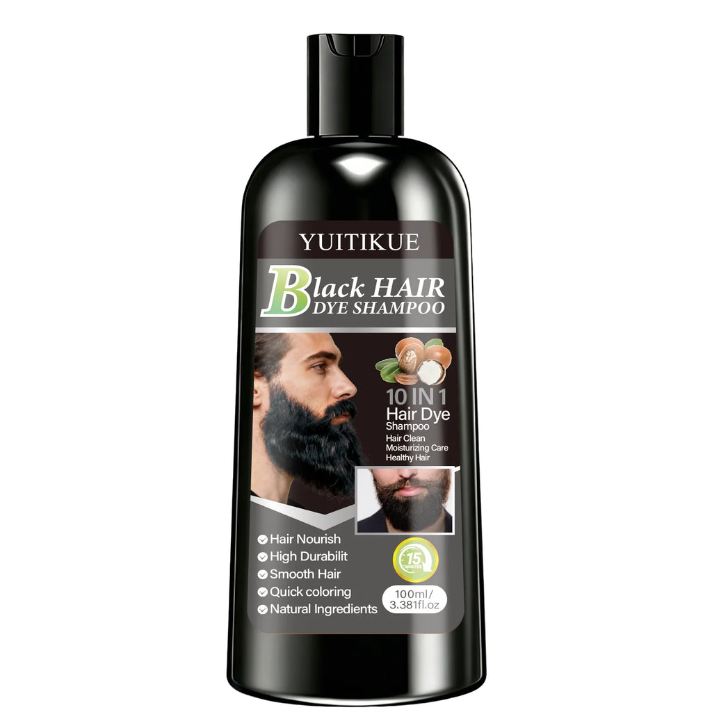 100ml Black Hair Dye Shampoo 10-in-1 Natural Nourishing Coloring