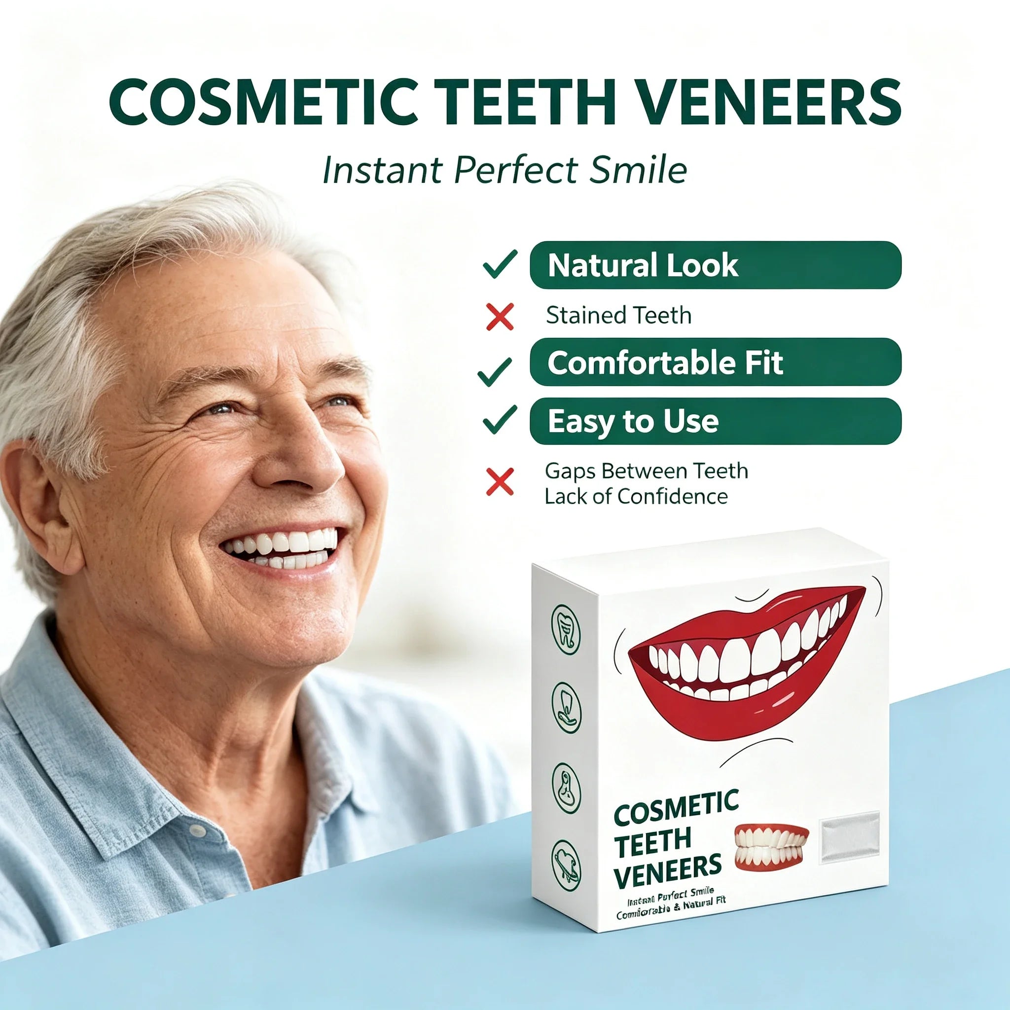 Comfortable Fit Silicone Denture Set with Storage Case - 10
