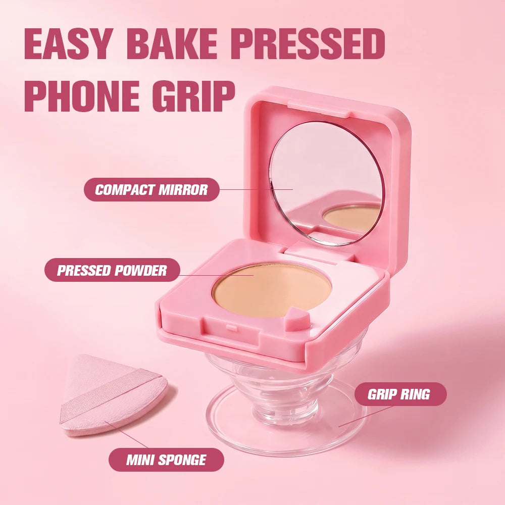 2-in-1 Matte Pressed Powder and Phone Grip with Mirror