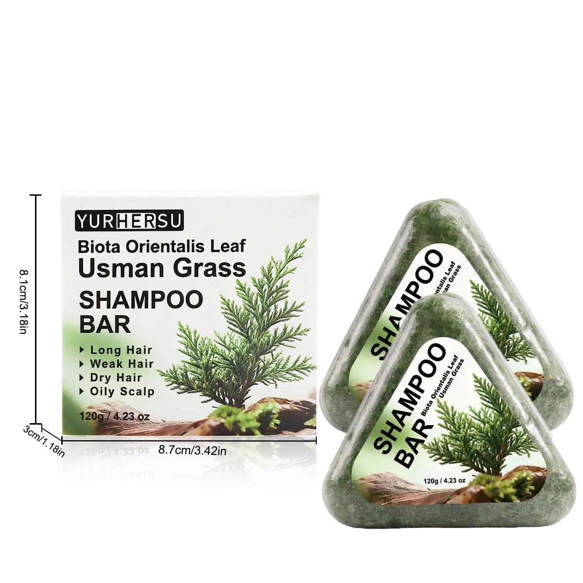 YURHERSU Usman Grass Shampoo Bar Herbal Hair Cleansing Soap 120g - 12