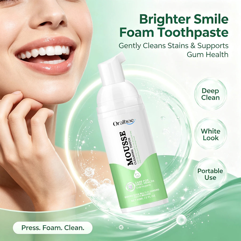 Whitening Foaming Toothpaste for Stain Removal and Fresh Breath