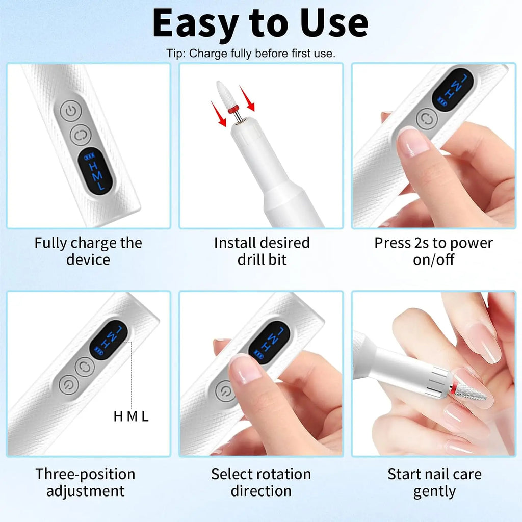 Cordless Electric Nail Drill Set for Manicure and Pedicure
