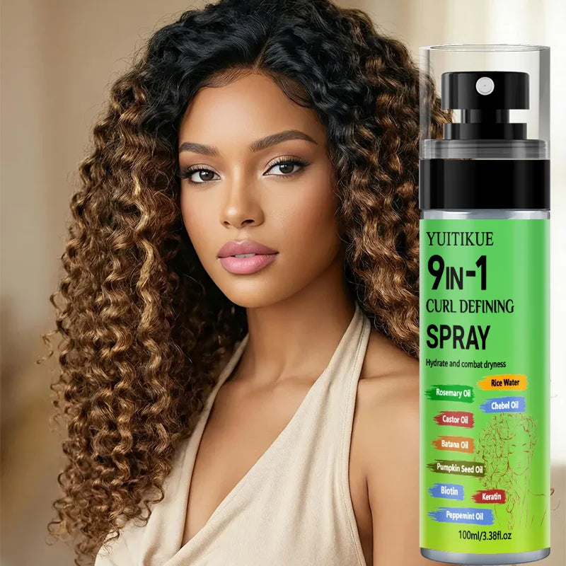 9 in 1 Curl Defining Hair Care Spray with Rosemary and Rice Water 100ml
