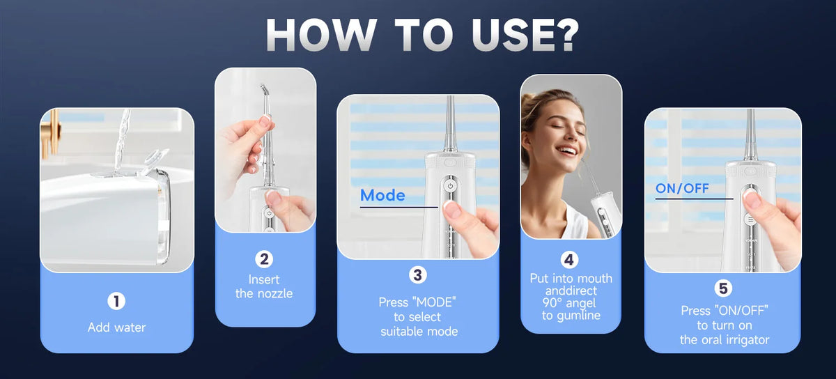 Portable Cordless Water Flosser for Teeth Cleaning and Gum Health
