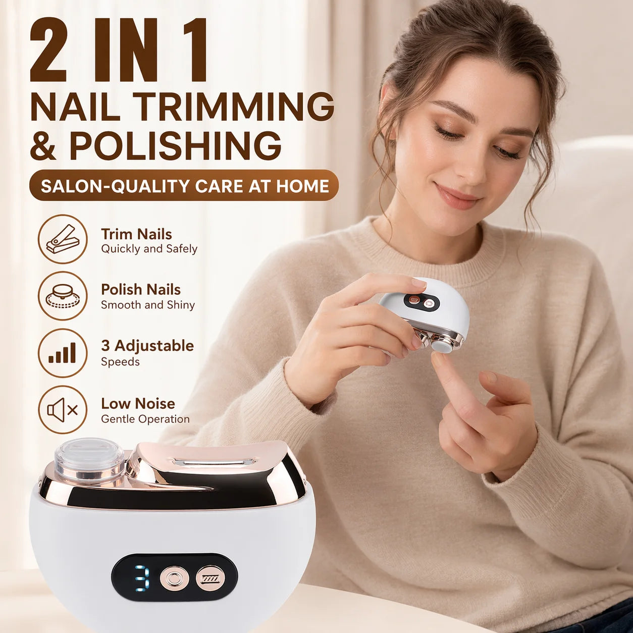 Electric 2-in-1 Nail Trimmer and Polisher - 7
