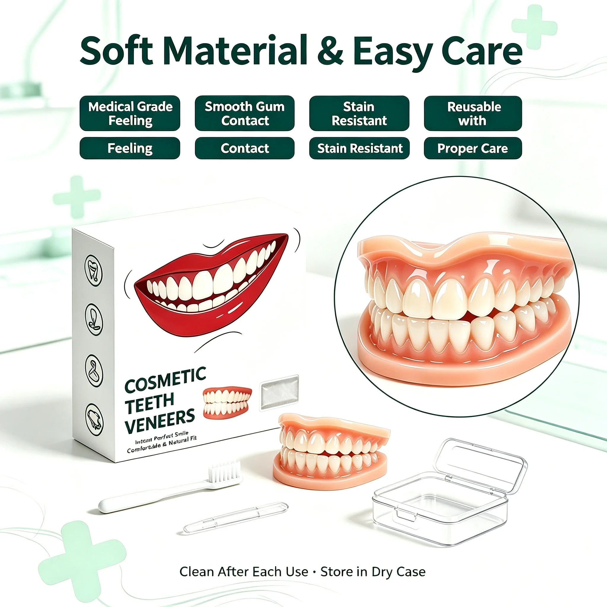 Comfortable Fit Silicone Denture Set with Storage Case - 8