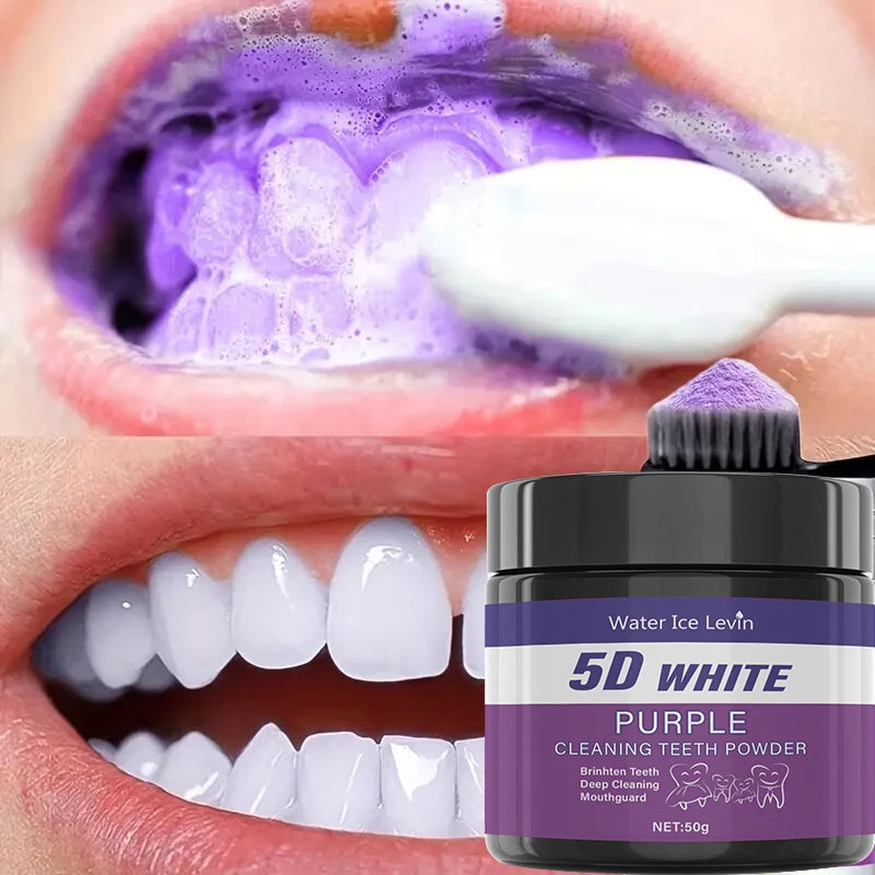 Purple Teeth Whitening Powder Deep Cleaning Tooth Polish 50g